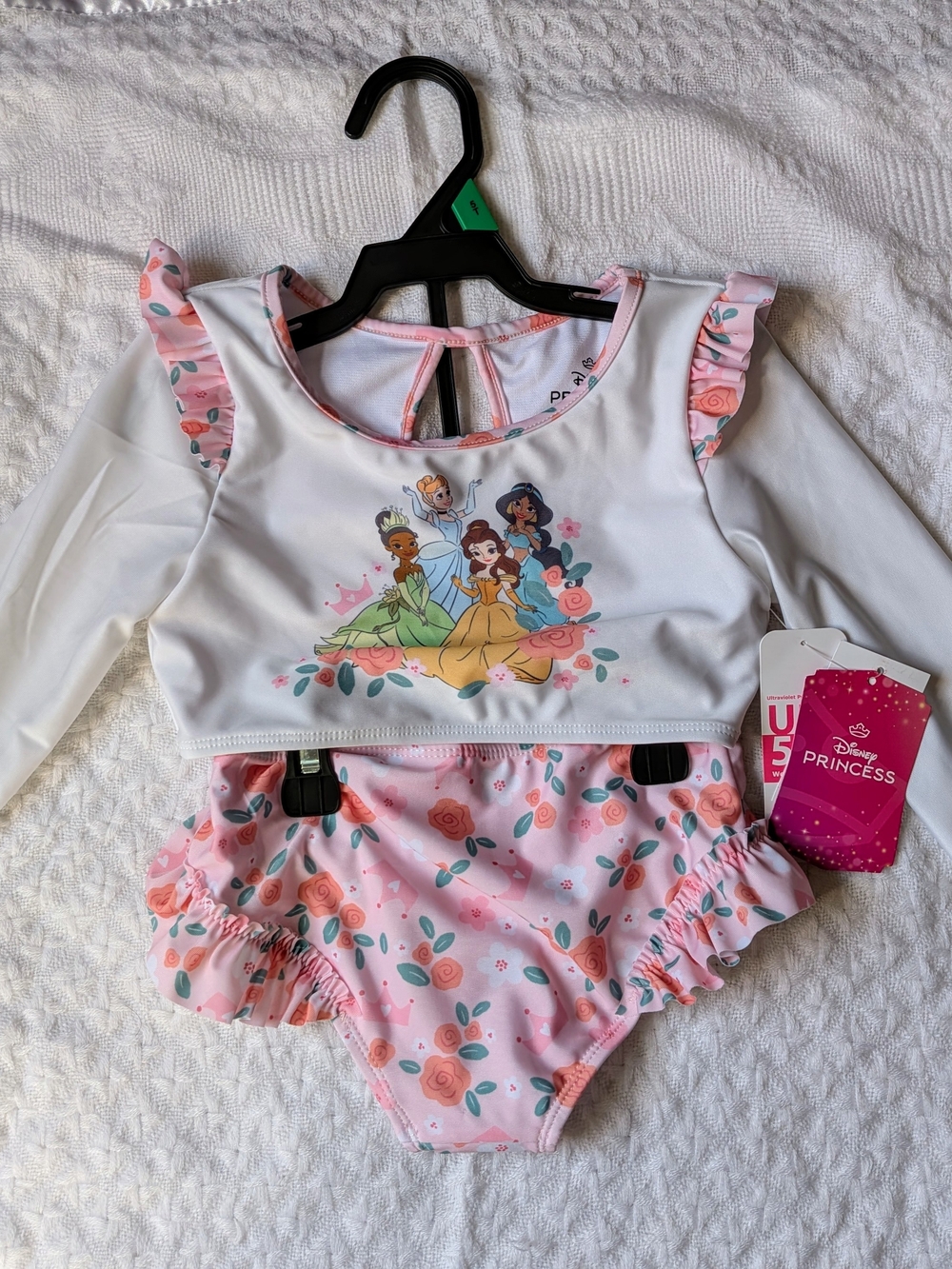 Disney Princess Pink and White Floral Two-Piece Swim Suit